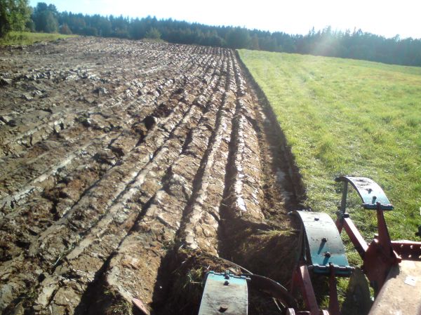 Kverneland 
Hyvääkin voi joskus saaha halavalla. Kivetön rantapelto, hauska kuvakulma, pelto näyttää isommalta kuin oikeasti on. Tosin hankalia nämä vanhat pellot, ensin puhasta mullikkoa, sitten sattuuki savikkoa ja naapurin puolelta kasvaneita juuria, eiköhän niistä jyrsimellä selvetä.
Avainsanat: Kverneland