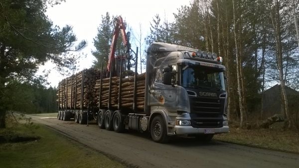 Scania R620 8x4 Highline "Forest Gripen" + Jonsered & Wilma  / Aappo Laitinen
Aamulla alkoi kuulumaan kasikoneen hörskytystä kohotetulla tyhjäkäynnillä voimanotto päällä lisättynä matalilla kumahduksilla. Mäntykuitupinolla oli kuin olikin uusi 76 tonnin yhistelmä latomassa mäntyä rattaille, tälläkertaa vielä oli kyseessä hillitty tuningpölliauto hytin motiivimaalauksilla. Onneksi olin kotona ja ehdin ottaa muutamia kuvia! :D  
Avainsanat: Scania R620 Jonsered Wilma mäntykuitua