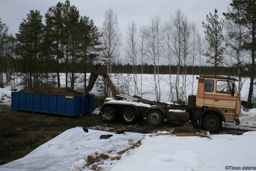 Mitä sitä pikku Velsoilla ajamaaan.
Väliaikaisesti matalalaitaisella lavalla ajellaan rehua kotia. Rehulava viimeistelyä vaille. 
Scania 142H '87 / Multilift / Yleislava
- www.dy.fi/m4v -
Avainsanat: Scania 142 multilift