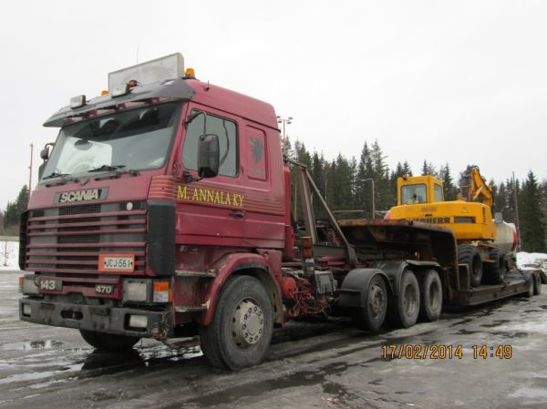 M Annalan Scania 143
M Annala Ky:n Scania 143 lavettiyhdistelmä.
Avainsanat: Annala Scania 143 ABC Hirvaskangas
