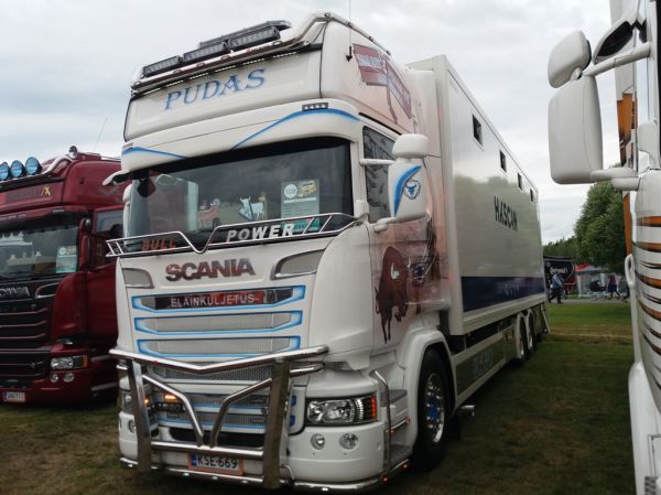 Karjarahti Pudaksen Scania R520
Karjarahti Pudas Oy:n Scania R520 "Bull Power" eläintenkuljetusauto.
Avainsanat: Pudas Scania R520 Bull Power Alahärmä17 Eläinkuljetus