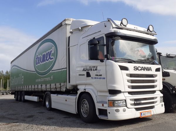 Kuljetus Asunnan Scania R410
Kuljetus Asunta Oy:n Scania R410 puoliperävaunuyhdistelmä.
Avainsanat: Asunta Scania R410 Hirvaskangas Termex