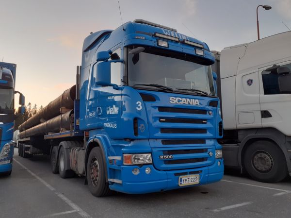 Kuljetus Welinin Scania R500
Kuljetus Welin Oy:n Scania R500 puoliperävaunuyhdistelmä 
Avainsanat: Welin Scania R500 ABC Hirvaskangas 3