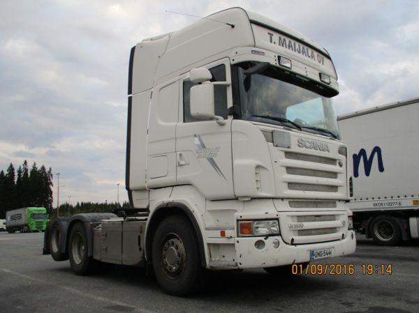 T Maijalan Scania R500
T. Maijala Oy:n Scania R500 rekkaveturi.
Avainsanat: Maijala Scania R500 ABC Hirvaskangas