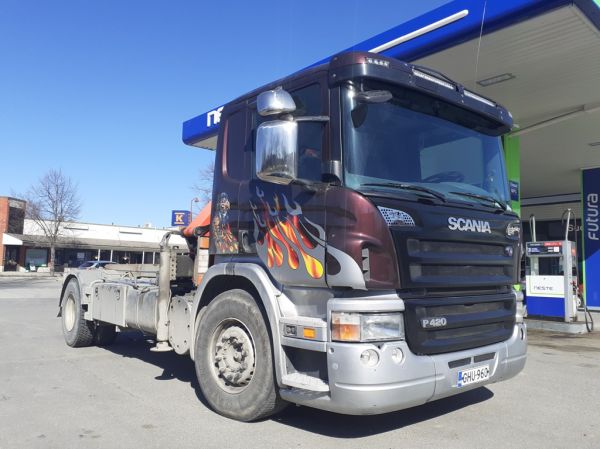 Scania P420
Nosturilla varustettu Scania P420 vaihtolava-auto.
Avainsanat: Scania P420