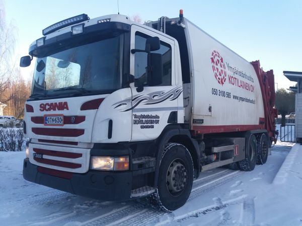 Ympäristönhuolto Kotilaisen Scania P360
Ympäristönhuolto Kotilainen Oy:n Scania P360 jäteauto.
Avainsanat: Kotilainen Scania P360