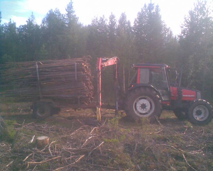 Valtra ja patruuna ja puukuorma
alkaskohan siinä olemaan jo kuormaa tarpeeks? 
