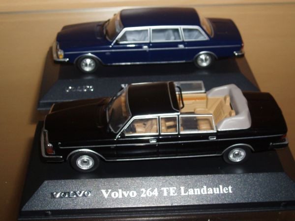 Volvo 264TE Landaulet
Vähän eksoottisempaa Volvoa, ex Itä-Saksan johtajien käytöstä. Ruotsalaisen koripajan tuote. Mallit Atlas Editionsin kokoelmasta. 
