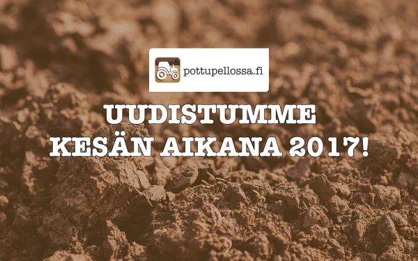 Päivitys tulossa!
pottupellossa.fi saa kasvojen kohotuksen kesäkuussa.
Avainsanat: pottupellossa uudistus facelift kasvojen kohotus