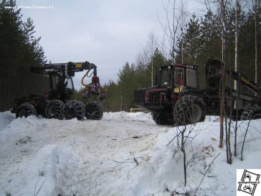 valmetteja
Valmet 911 ja 860. Kyllä puuta kaatuu ja tulee myös tienvarteen
