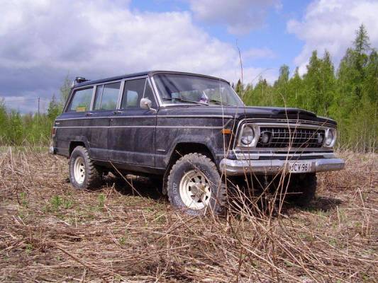 Jeep Wagoneer 78Ã‚Â´
Jeep Wagoneer 78Ã‚Â´ AMC 360+th400+QuadraTrac 
220hv kulutus 23-30 sataselle
